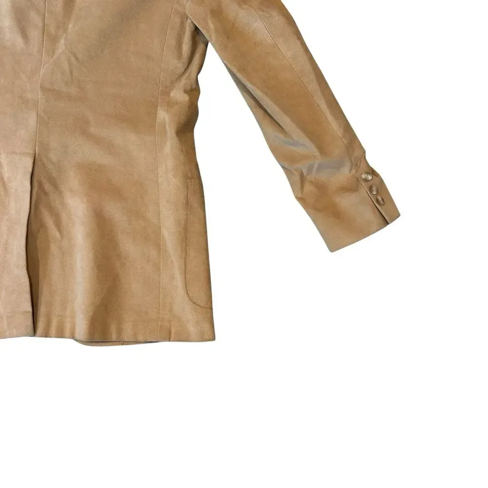 Vintage 80s Tan Faux Suede Blazer 2 Button Men’s 40L